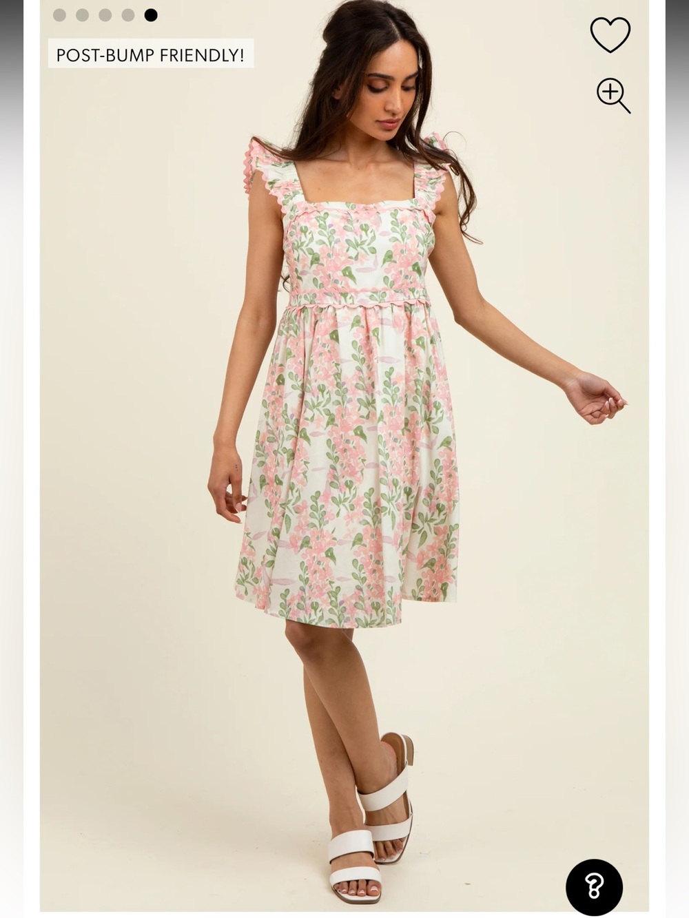 Pinkblush Bump-Friendly Floral Ruffle Sleeve Mini Dress in Pink & Green small